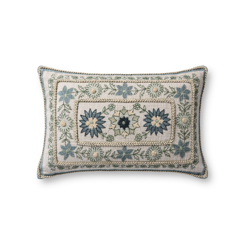 Loloi Throw Pillow, Blue/Multi Floral, Pillow Cover Only - No Insert