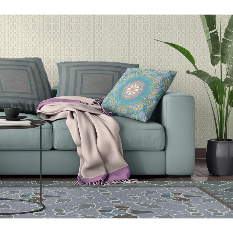  Housse de coussin carré et insert, H 20 po x l 20 po, Bleu / Vert, Fermeture éclair