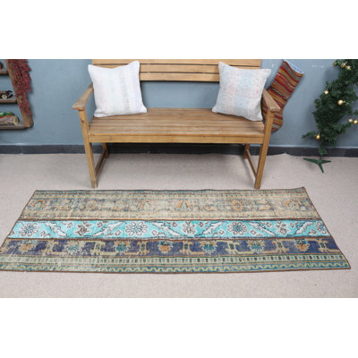 Experience The Charm Of This Vintage Turkish Runner Rug Perfect For Stairs And Kitchen