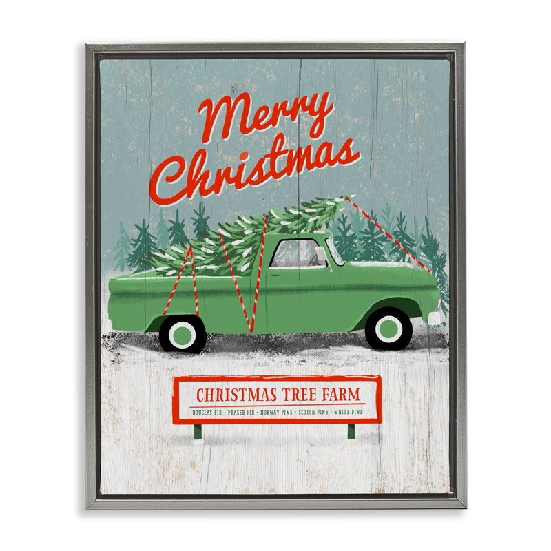 Cadre flottant Rustic Tree Farm & Truck, design par Jilly Jack Designs, H 31 po x l 25 po, Cadre flottant gris lustré