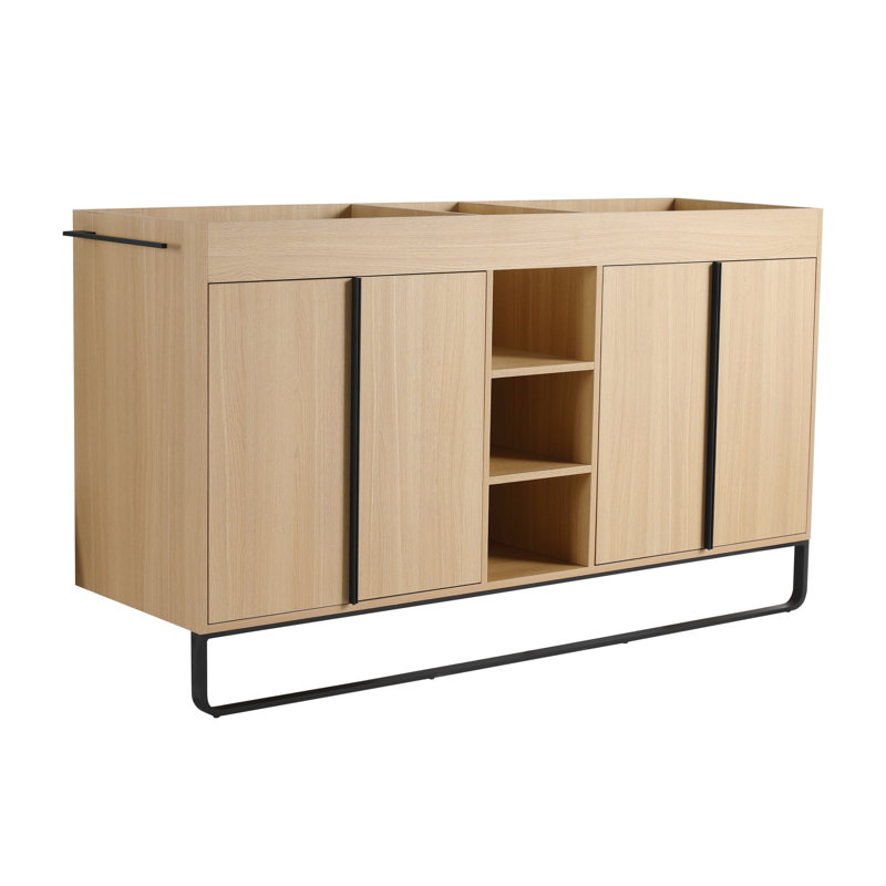 Armoire de base de meuble-lavabo peu encombrante, contreplaqué de chêne, rangement de salle de bain moderne