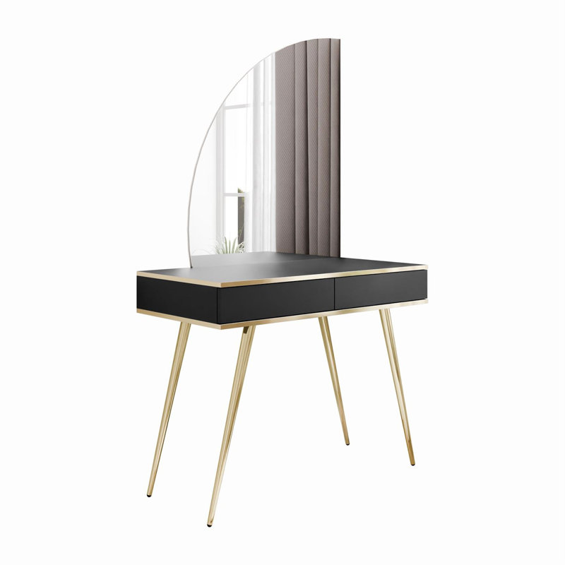 Dressing Table with Mirror, Black