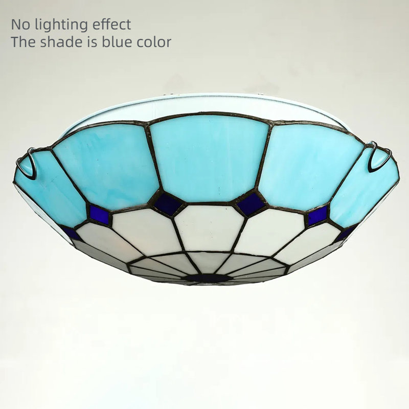 Mediterranean Style Stained Glass Flush Mount Light