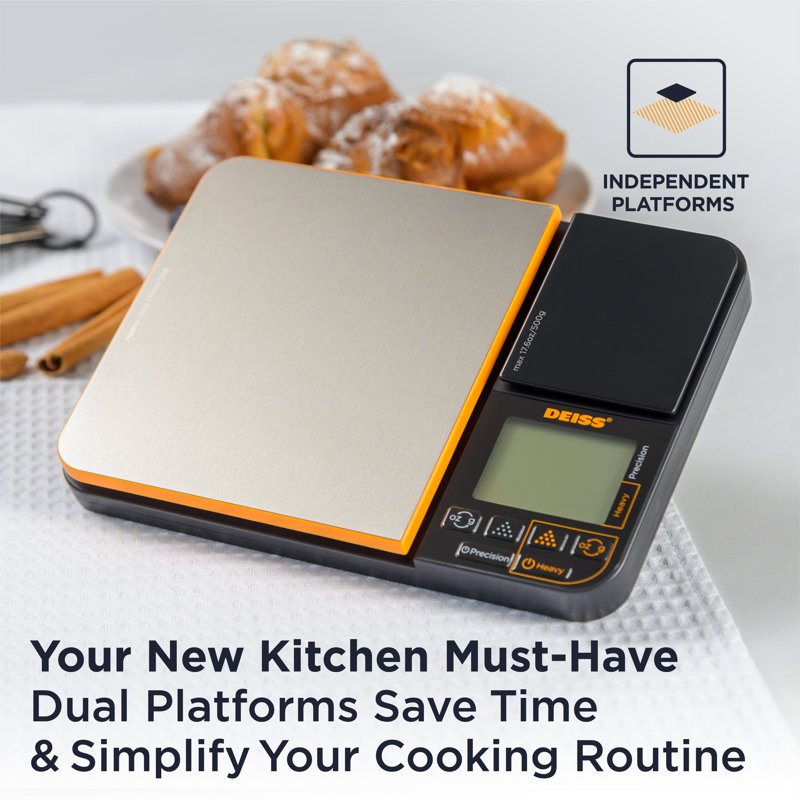 Balance de cuisine et alimentaire numérique à double plateforme Deiss Pro - balance numérique de précision d'une capacité de 11 lb et 17,6 oz