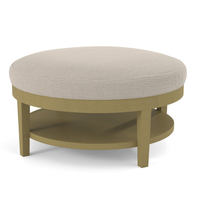 Midtown Upholstered Ottoman, Gray Sugar Performance; 0863-84, Brass Finish
