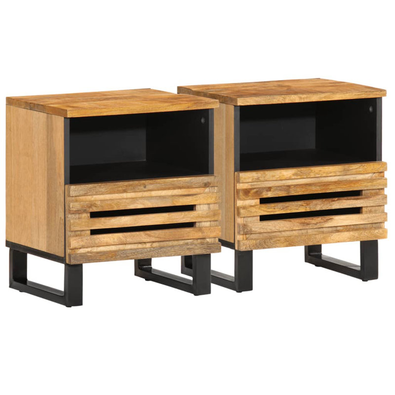 7 40cm W Steel Bedside Table, Brown
