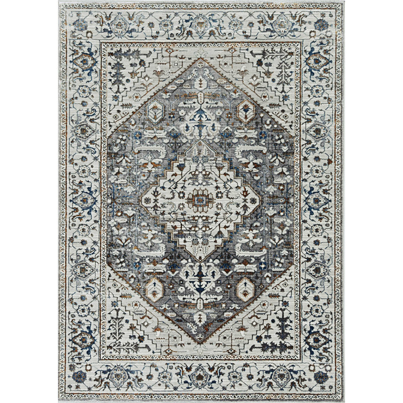 Jourden Grey Parisian Area Rug, Rectangle 3' x 5'