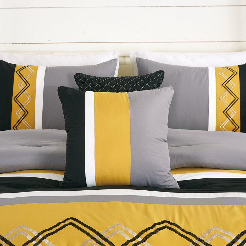 Microfiber Modern & Contemporary 7 Piece Comforter Set, Full Comforter + 6 Additional Pieces