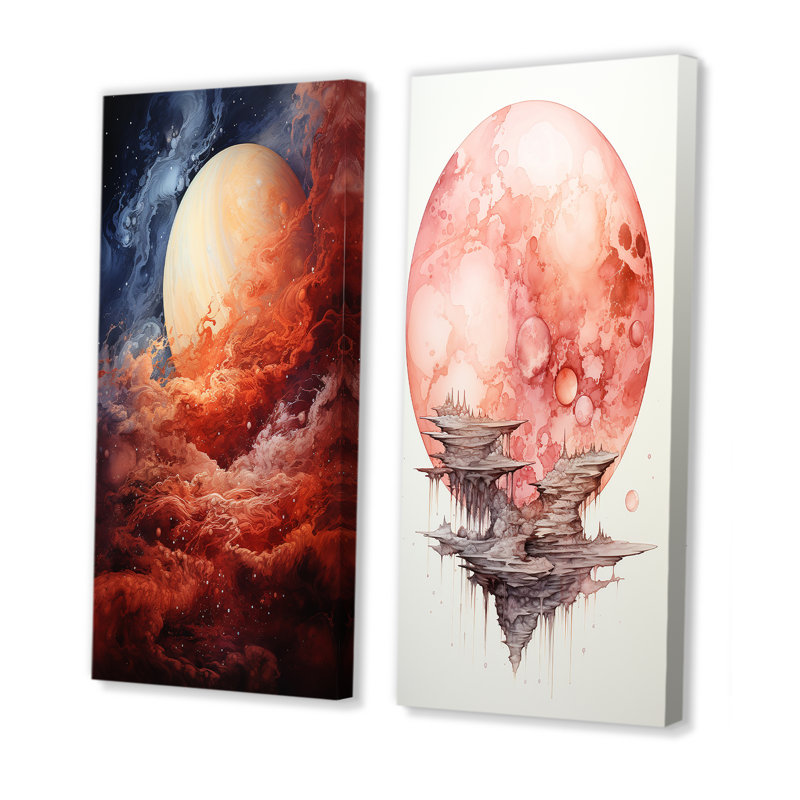 «Planète Jupiter orageux» 2 pièces, H 24 po x l 20 po, Toile tendue