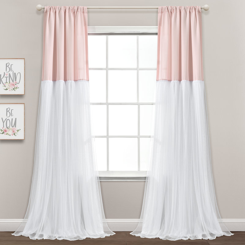 Panneaux de rideaux semi-transparents, Rosé / Blanc