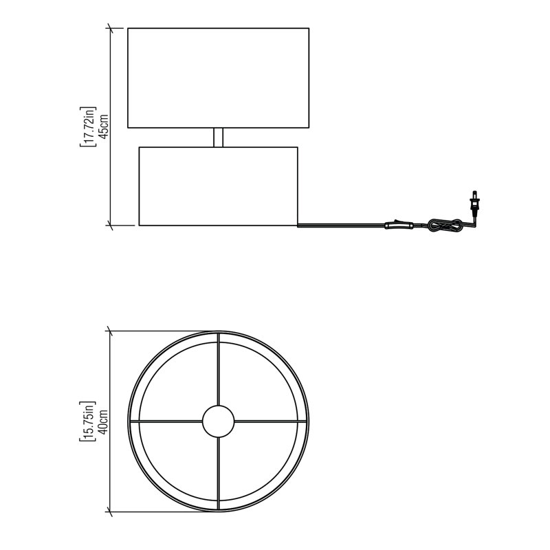 Lampe de table 17,55 "Cilíndrico, Blanc organique, Blanc