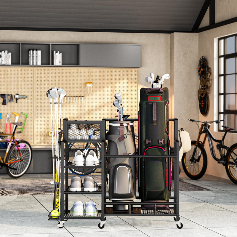 Heavy-Duty Golf Bag Organizer with Lockable Wheels