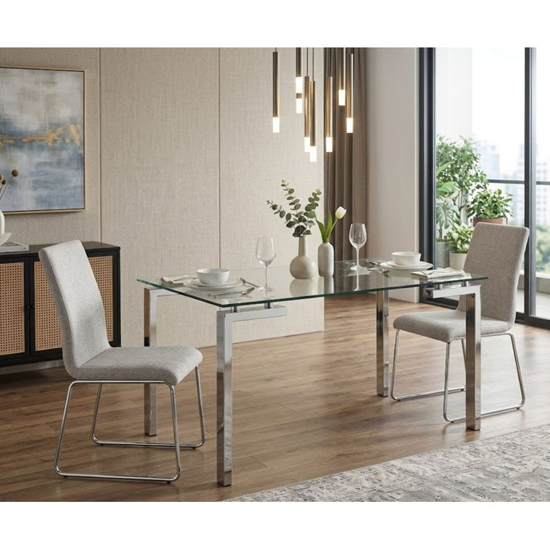 Edsall Dining Table, 30" H x 51" L x 27.5" D, Chrome