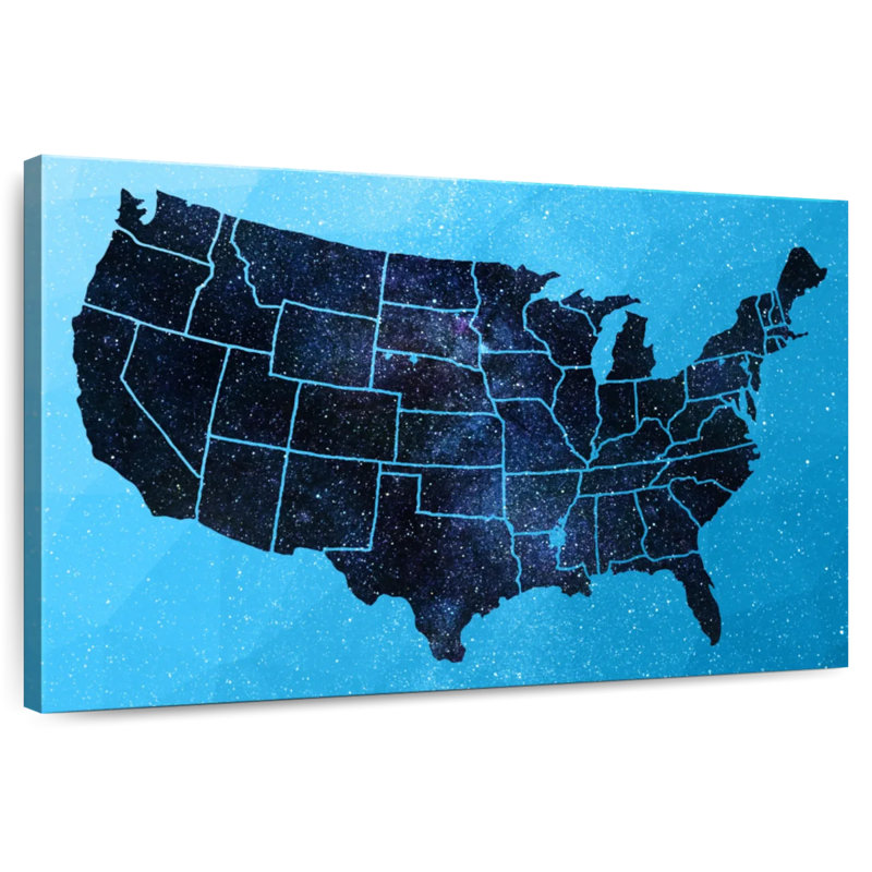 Carte des États-Unis d'Aliaz, H 20 po x l 30 po