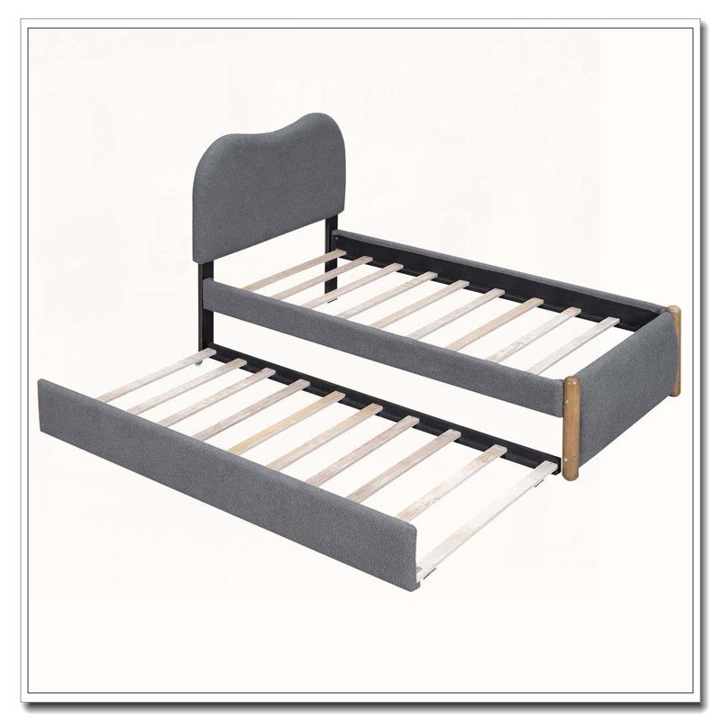 Lit plateforme tapissier Berber, Grey, Twin