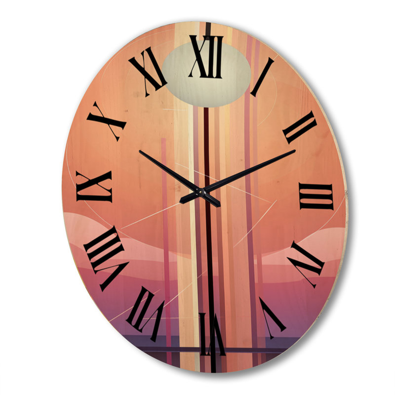 Horloge murale en bois massif Sandisfield, Très grand