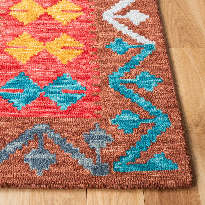 Hand Tufted Wool/Cotton/Latex Oriental Rug in Red/Brown, Square 7'