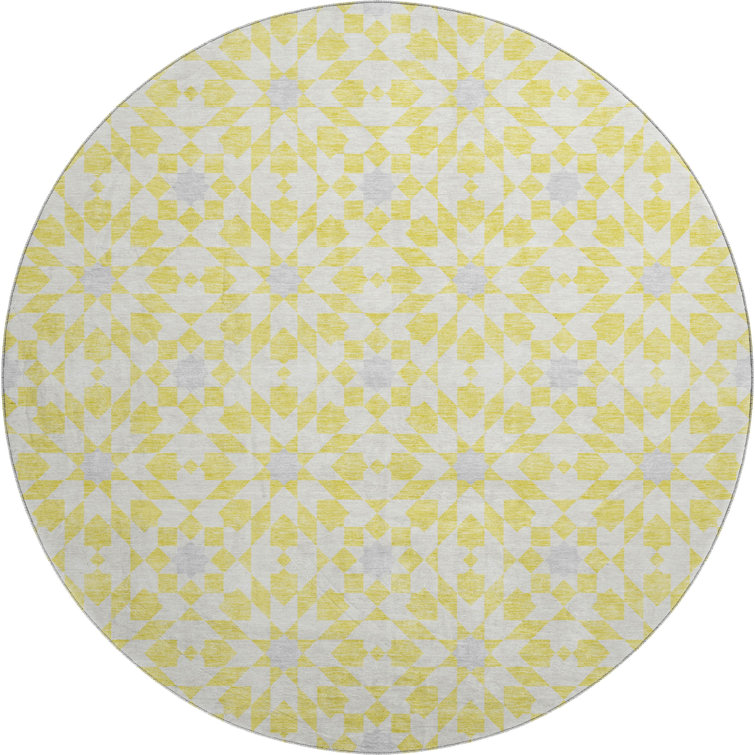 Premium Machine Washable Tweedy Yellow Rug
