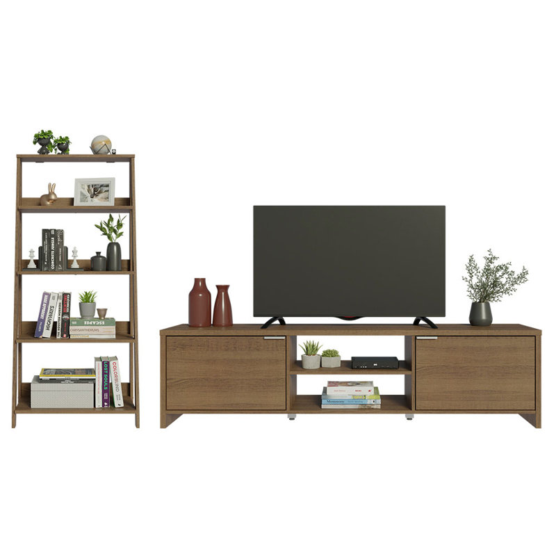 Meuble télé avec rangement et échelle 80 "Latitude Run® - gris, Rustique