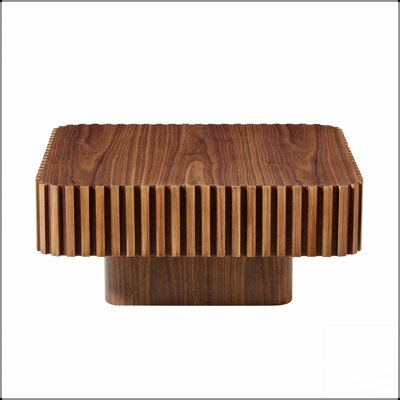Table basse carrée moderne fabriquée à la main avec piédestal robuste en bois aggloméré, parfaite pour les petits salons et les décors contemporains