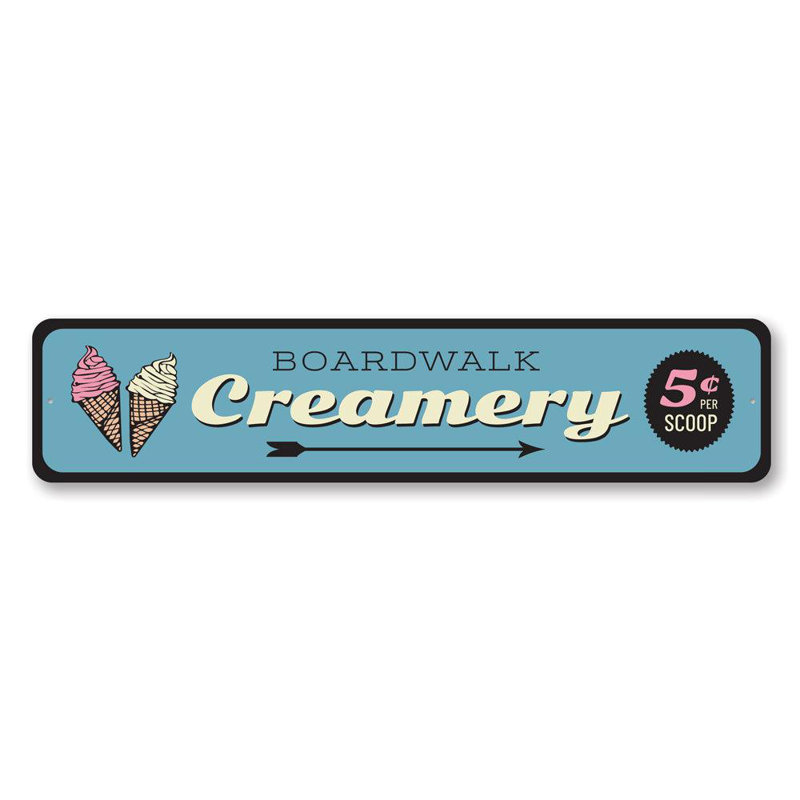 Panneau en aluminium Boardwalk Creamery, H 4 po x l 18 po x P 0,04 po