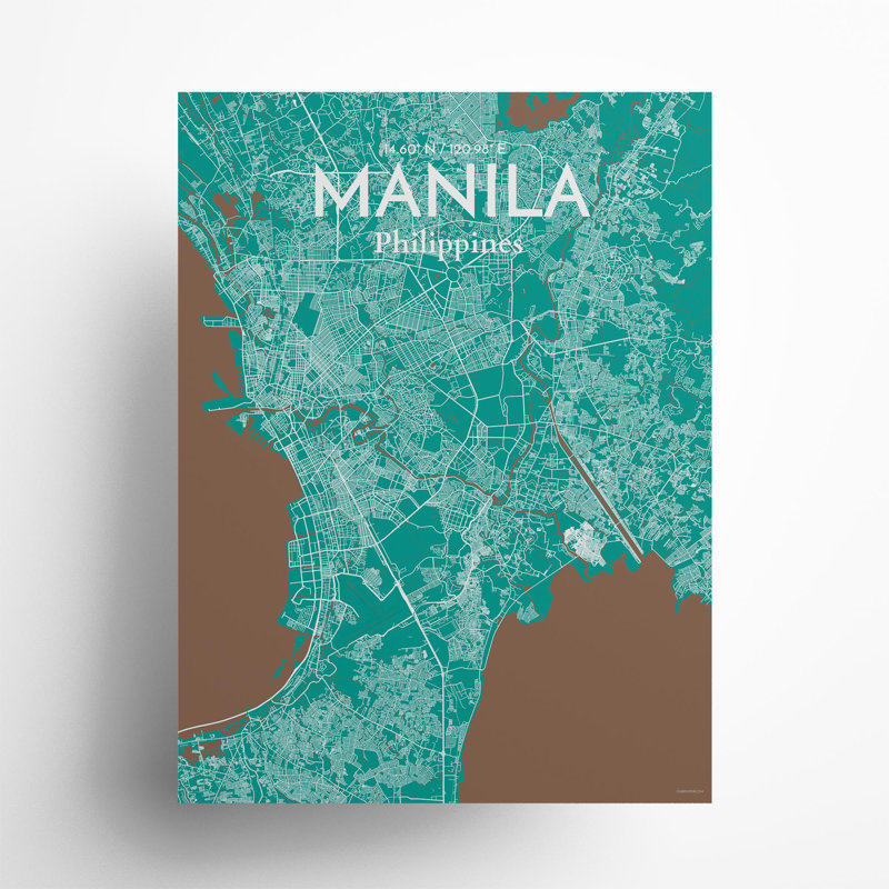Manila City Map In Nature - No Frame Print, 24cm H x 18cm W x 0.05cm D