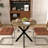 31.5 Inch Round Dining Table, Small Circle Kitchen Table with Metal Black Legs for 2-4 people,Modern Dining Room Table, Brown (only table)