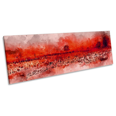 Tree Modern Landscape Abstract - Wrapped Canvas Panoramic Print