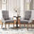 20.5'' H Tufted Linen Upholstered Oak Armchair-68479626