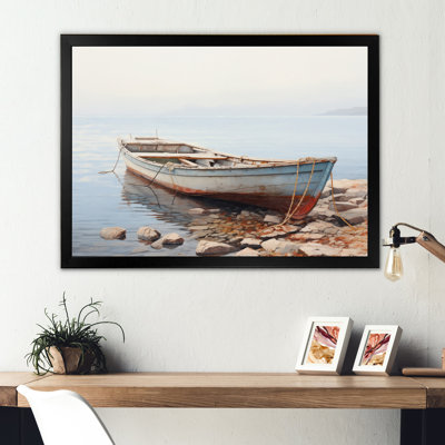 Art mural sur toile côtier, reproduction de paysage de bateau - rivage contemplatif de bateau