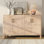Armoire 4 portes de style campagnard patiné pour entrée - naturel
