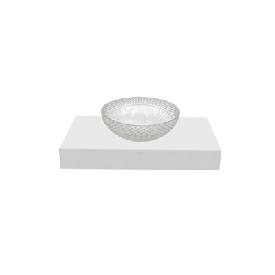 Jewel 16" Round Decorative Crystal Vessel Sinks With 30" White Base