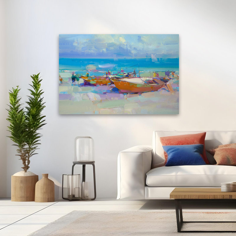 Bateaux sur le rivage, bateau, nouvelle version 2021-10, art abstrait, art contemporain, H 48 po x l 32 po