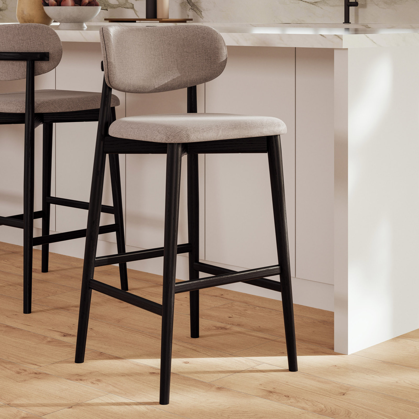 30" Bar Stool, Counter Stool (26" Seat Height), Black