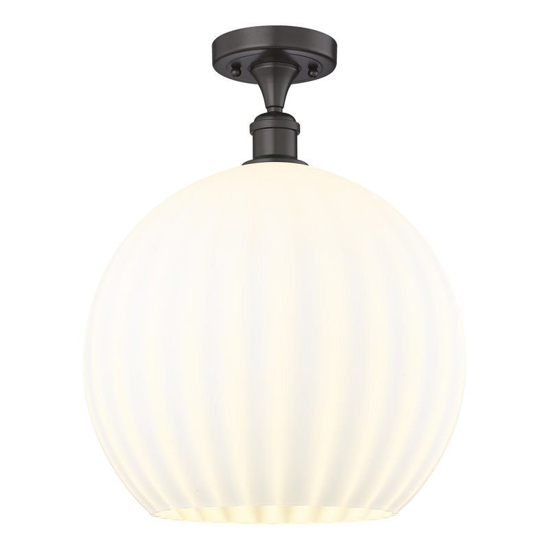 Plafonnier semi-encastré 1 lumière Ballston - Adriao, H 17,88 po x l 13,75 po x P 13,75 po, Bronze huilé