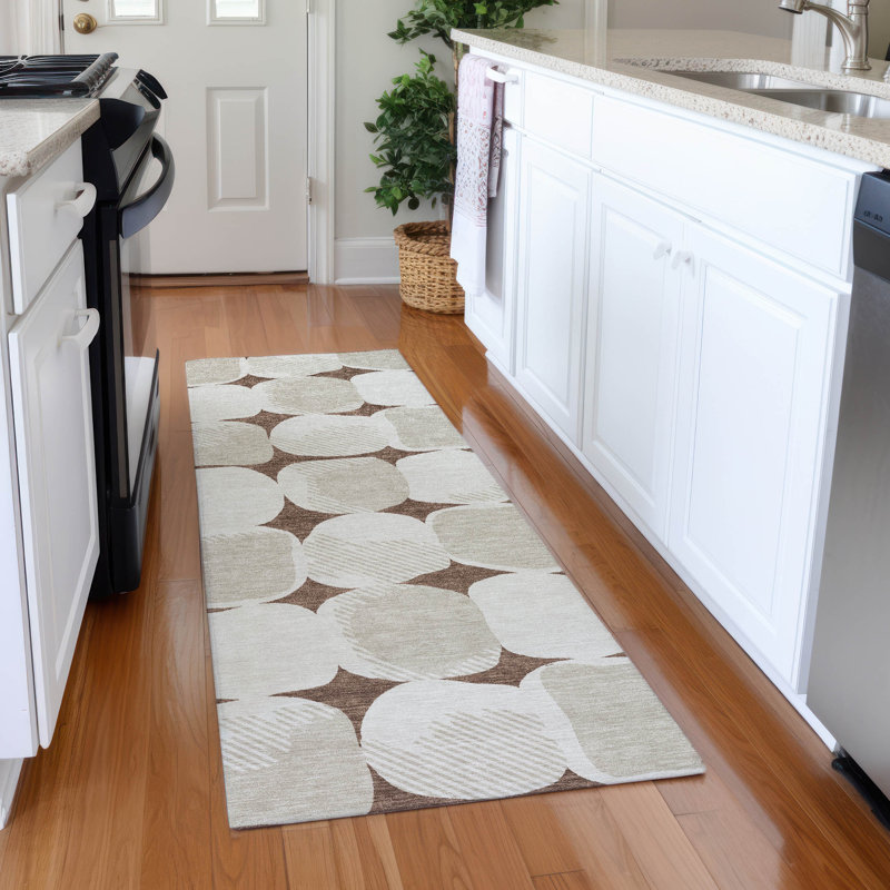 Premium Machine Washable Prisco Brown Rug, Runner 2'3" x 7'6"