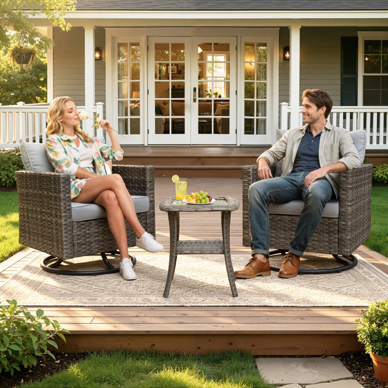 Ben 2 - Person Patio Conversation Set with Cushions, Gray