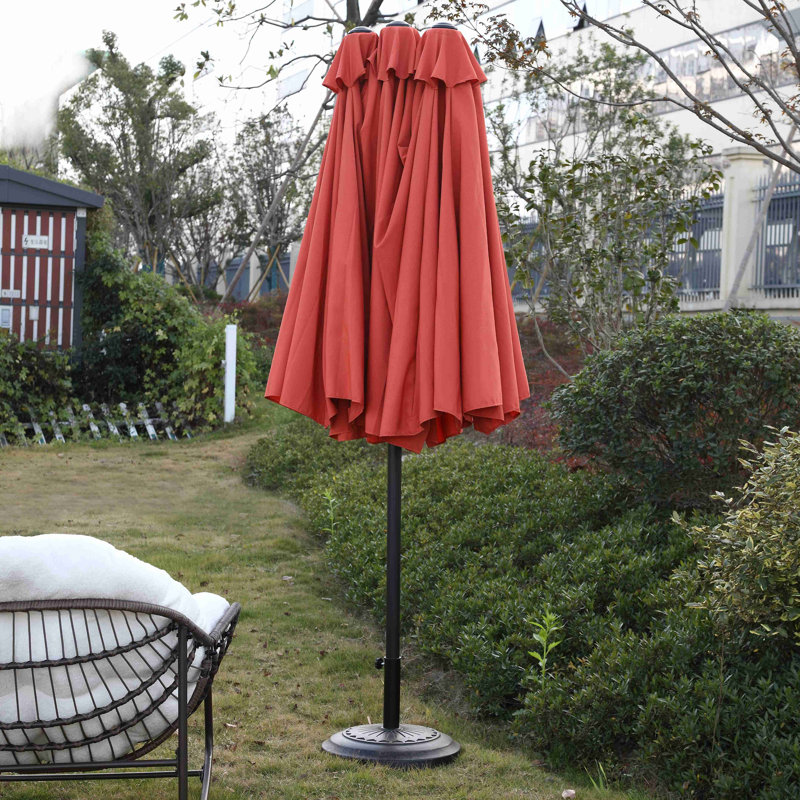 Parasol extérieur double à double face avec manivelle (sans base), Orange