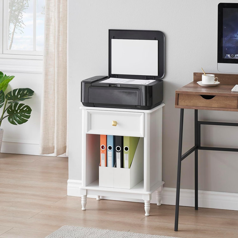 Abneer Manufactured Wood Bedside Table, White
