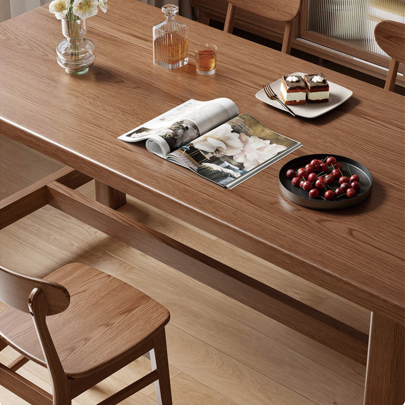 Solid wood solid large dining table, 29.52"H x 55.11"L x 33.46"W, Dark Brown