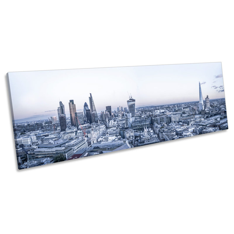 X3468 London Cityscape Skyline - Wrapped Canvas Panoramic Print, 30.48cm H x 91.44cm W x 2cm D