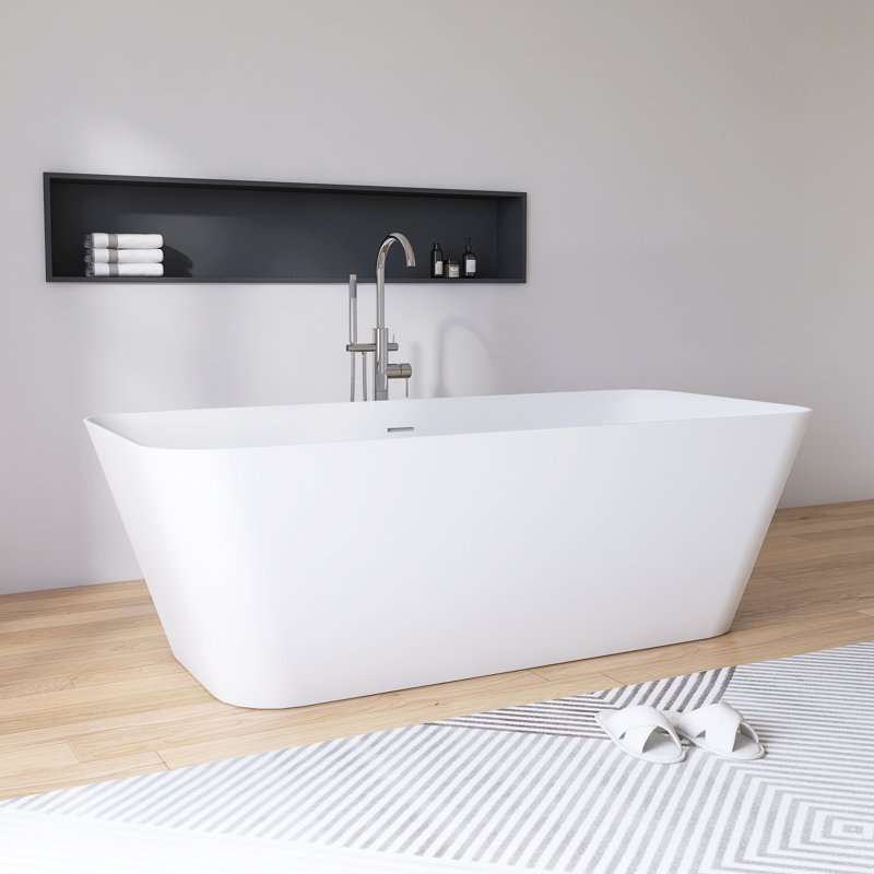  67'' x 30" Freestanding Soaking Solid Surface Stone Resin Bathtub
