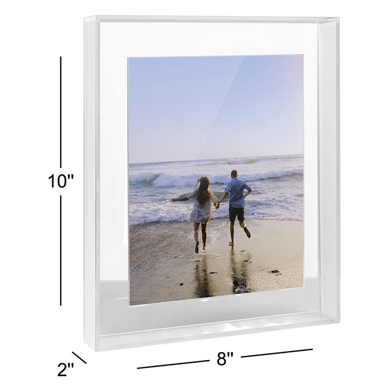 Float Frame for Tabletop or Wall with Magnetic Photo Holder, Frost, 8" x 10"