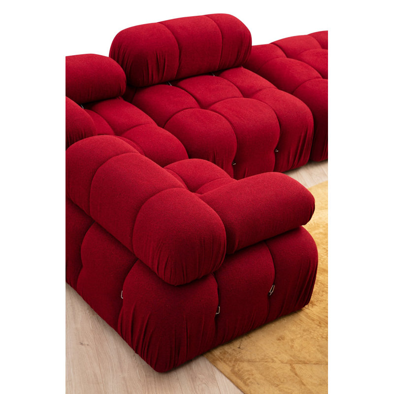 Élégant canapé 1 place rouge de 37,4 po x 37,4 po x 29,5 po | Structure en bois de hêtre et en carton, tissu 100% polyester | 28 dossier en mousse, accoudoirs amovibles, nettoyage à sec | Parfait pour les hôtels et les espaces de divertissement, conception personnalisable