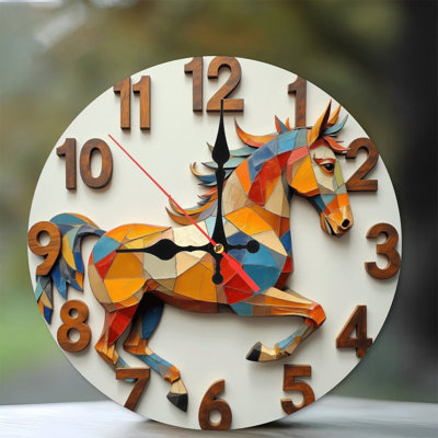 Colorful Horse Wall Clock Decorative Art