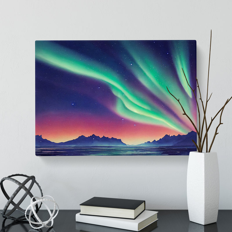 Northern Lights Watercolour Vol.2 - Wrapped Canvas, 40cm H x 60cm W x 3cm D