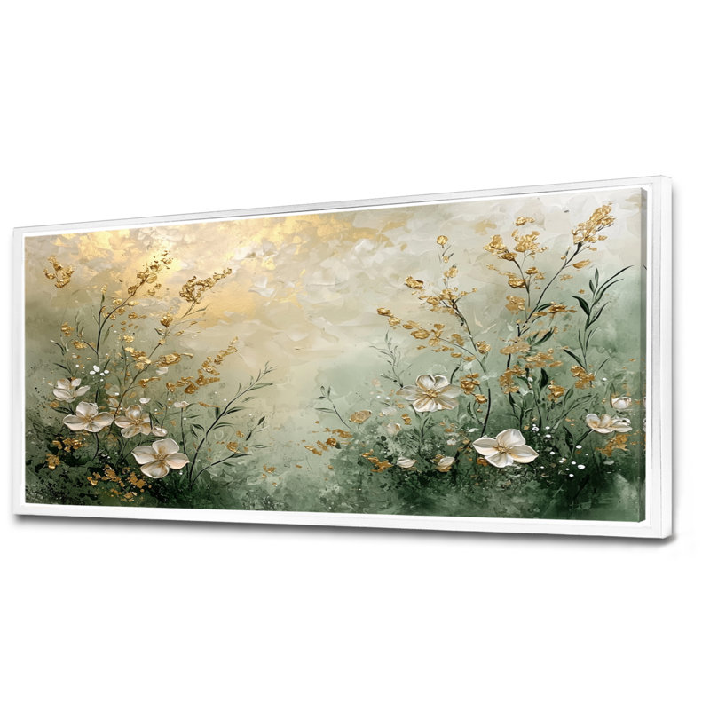 Ishaani Wildflowers Spring Symphony Fury III - Art mural fleurs sauvages, H 28 po x l 60 po, Impression encadrée flottante