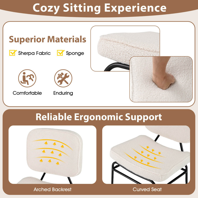 Chaise d'appoint rembourrée 1 pièce avec rembourrage en éponge Ebern Designs, Tissu blanc
