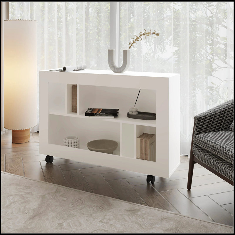 Console en mélamine avec rangement ouvert
