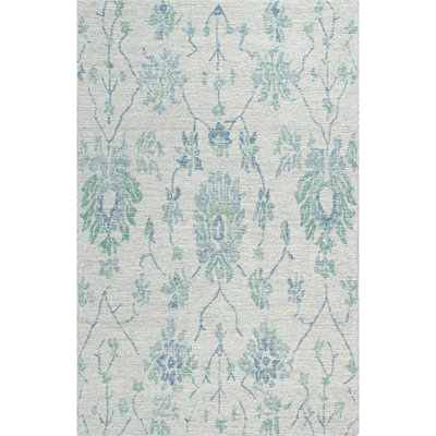 Caspar Floral Wool Blue Area Rug